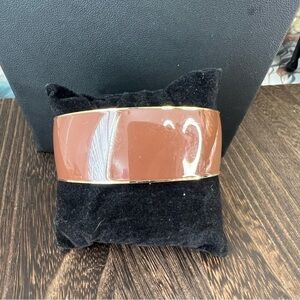 J. Crew Brown Enamel & Gold Tone Bangle Bracelet